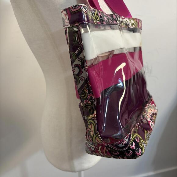 Vera Bradley Clear Striped Beach Tote Bag Shoulder Bag - Picture 2 of 8